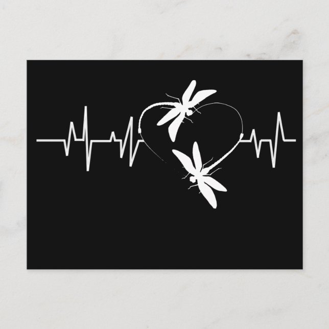 Dragonfly Lover Gift| Funny Dragonfly Heartbeat Postcard (Front)