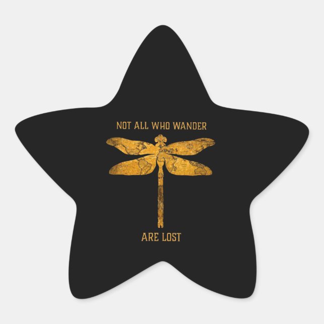Dragonfly Lover| Not All Who Wander Are Lost Star Sticker (Front)