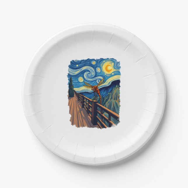 Dragonfly Lovers  Artistic Dragonfly Paper Plate (Front)