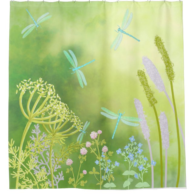Dragonfly Meadow Shower Curtain (Front)