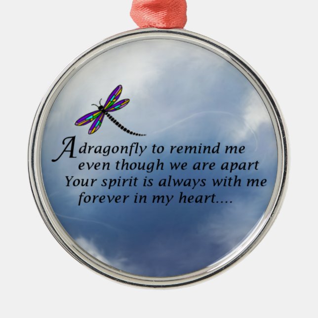 Dragonfly  Memorial Poem Metal Tree Decoration (Front)