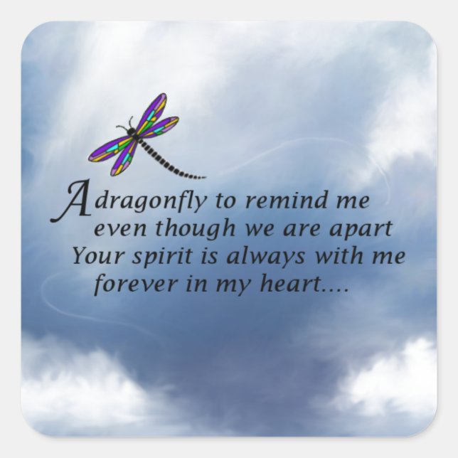 Dragonfly  Memorial Poem Square Sticker (Front)