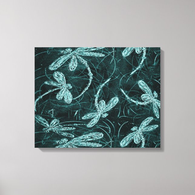Dragonfly Midnight Flit Stretched Canvas Print (Front)