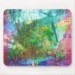 Dragonfly Mixed Media Collage Mouse Mat