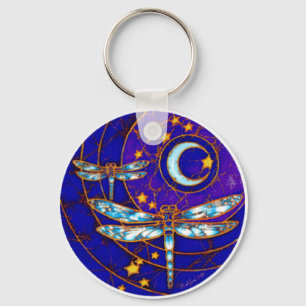 dragonfly moon key ring