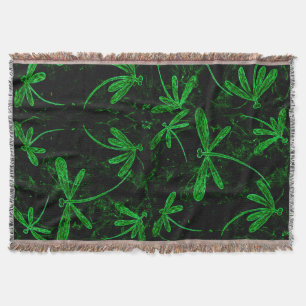 Dragonfly Neon Green Throw Blanket