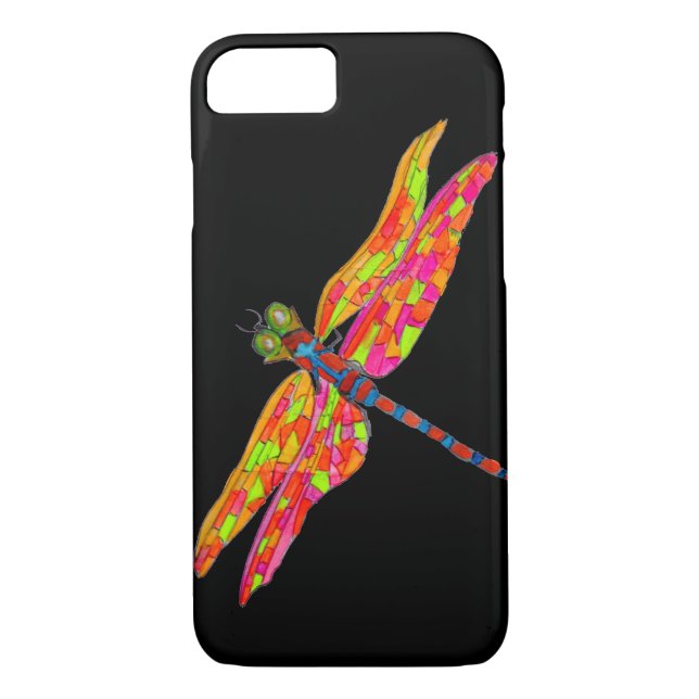 Dragonfly neon insect illustration Case-Mate iPhone case (Back)