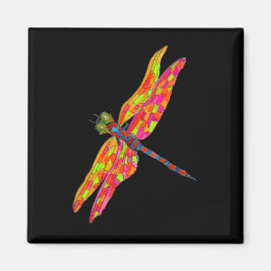 Dragonfly neon insect illustration magnet