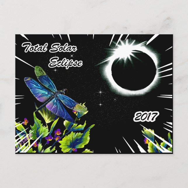 Dragonfly Observing the Total Solar Eclipse 2017 Postcard (Front)