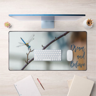 Dragonfly on a Branch Dream and Believe Desk Mat