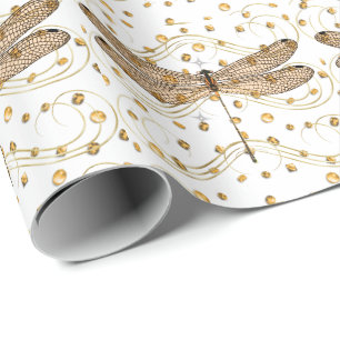 Dragonfly on Amber Stones Wrapping Paper