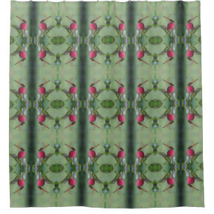 Dragonfly On Dogwood Fruit Abstract Pattern Shower Curtain