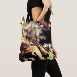 Dragonfly On Dried Leaf Close Up Personalised Tote Bag
