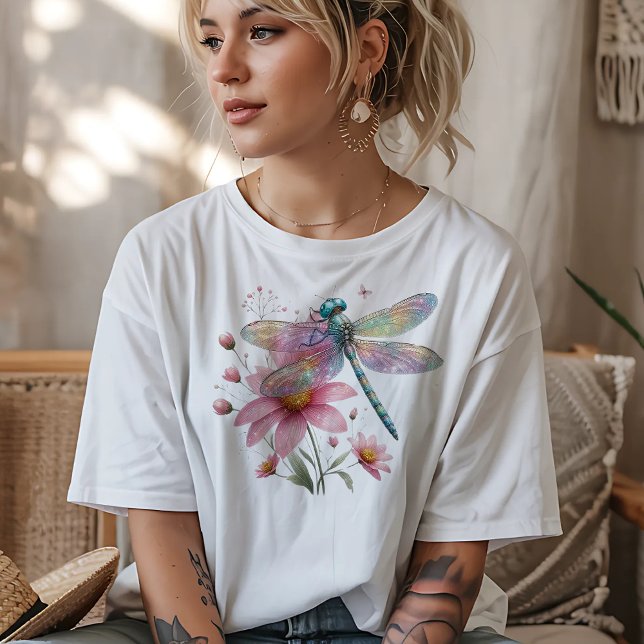Dragonfly on Flowers T-Shirt (Creator Uploaded)