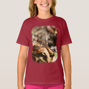 Dragonfly On Leaf Kids Nature  T-Shirt