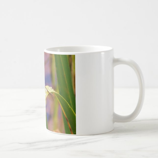 Dragonfly on raindrop leaf coffee mug (Right)