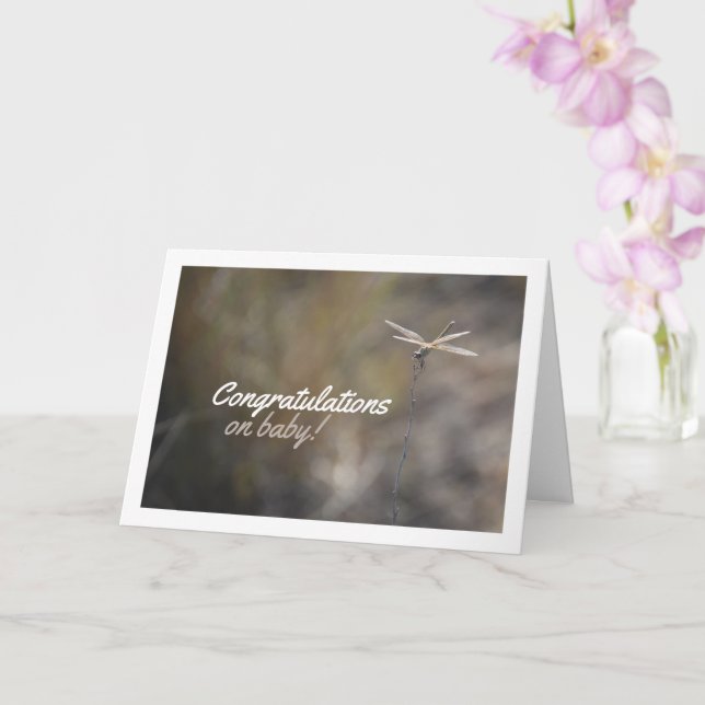 Dragonfly on Stalk Portrait Card (Orchid)