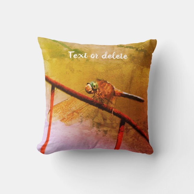 Dragonfly On Wire Fence Abstract Personalised Cushion (Front)