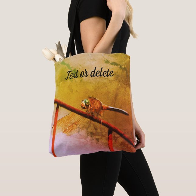 Dragonfly On Wire Fence Abstract Personalised Tote Bag (Close Up)