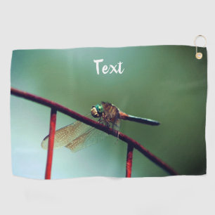 Dragonfly On Wire Fence Personalized Golf Towel