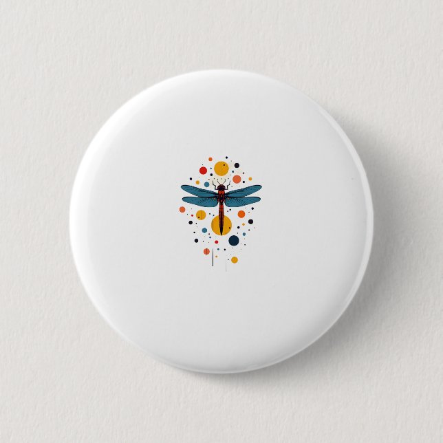 Dragonfly Painting Art Animal Abstract Graphic Dra 6 Cm Round Badge (Front)