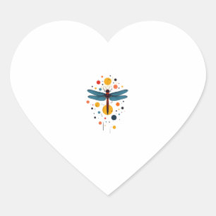 Dragonfly Painting Art Animal Abstract Graphic Dra Heart Sticker