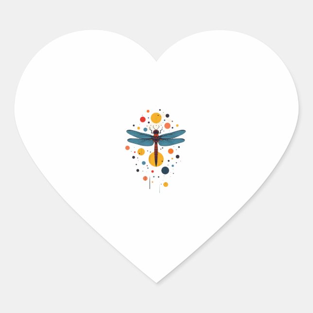 Dragonfly Painting Art Animal Abstract Graphic Dra Heart Sticker (Front)