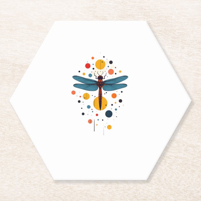 Dragonfly Painting Art Animal Abstract Graphic Dra Paper Coaster (Front)