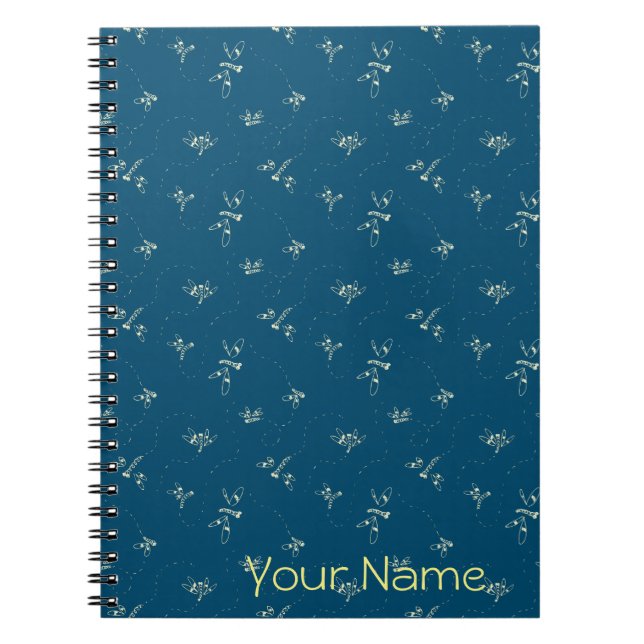 Dragonfly Pattern Customisable Notebook (Front)