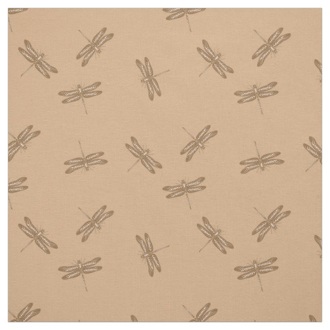 Dragonfly Pattern Fabric | Brown Dragonfly Print (Swatch)