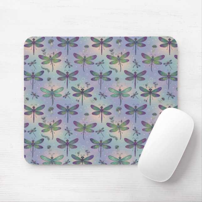 Dragonfly Pattern Mouse Mat (With Mouse)