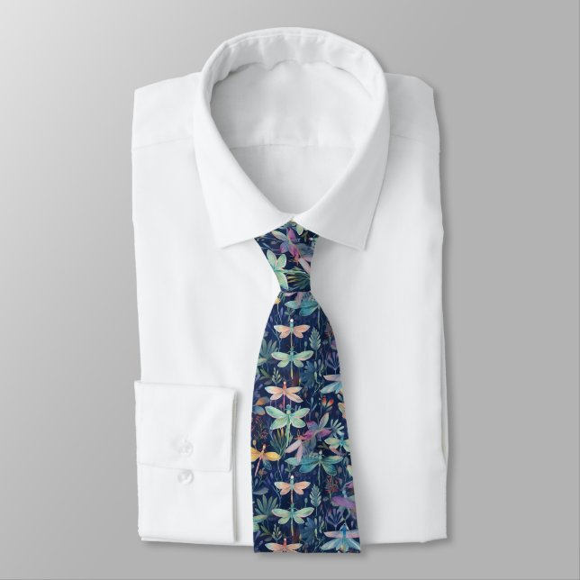 Dragonfly Pattern Necktie (Tied)
