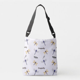 Dragonfly pattern on white crossbody bag