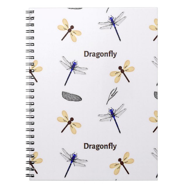 Dragonfly pattern on white notebook (Front)
