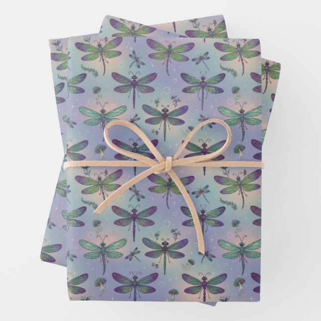 Dragonfly Pattern Wrapping Paper Sheet (In situ)