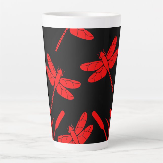 Dragonfly Patterned Decor Latte Mug (Front)