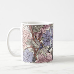 Dragonfly Peony Pink Light Purple French Floral Coffee Mug