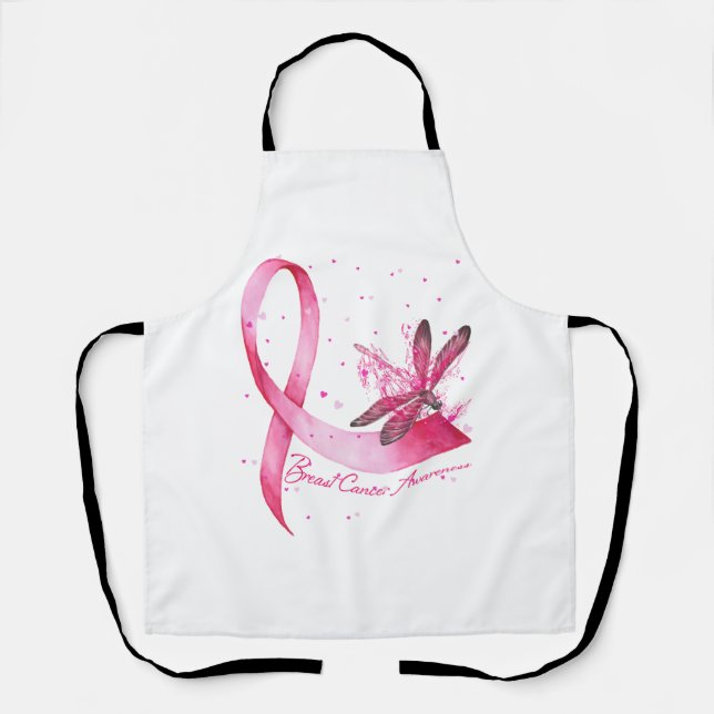 Dragonfly Pink Ribbon Breast Cancer Awareness Apron (Front)