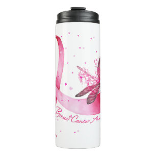Dragonfly Pink Ribbon Breast Cancer Awareness Thermal Tumbler