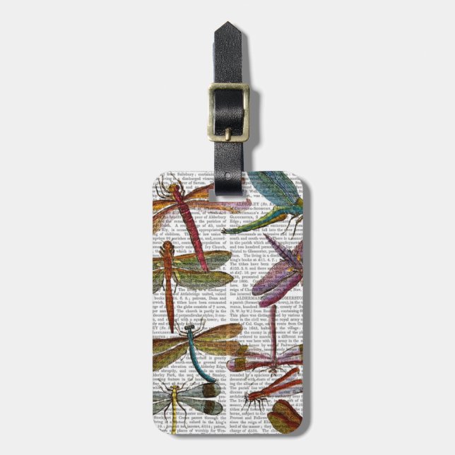 Dragonfly Print 3 Luggage Tag (Front Vertical)