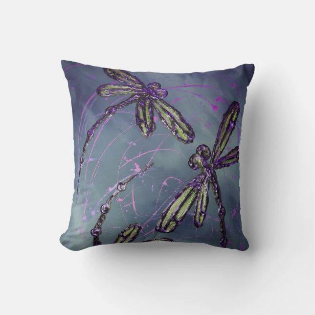 Dragonfly Purple Night Flit Cushion (Front)