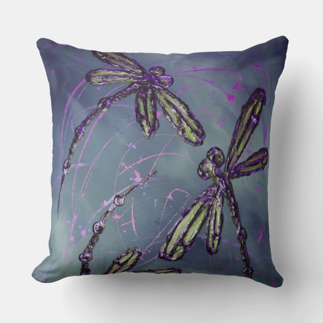 Dragonfly Purple Night Flit Cushion (Front)