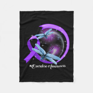 Dragonfly Purple Ribbon Overdose Awareness 2  Fleece Blanket