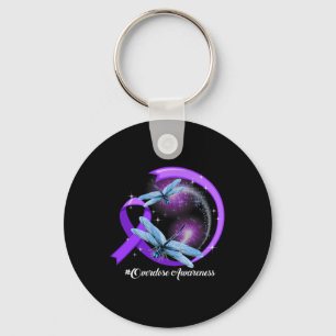 Dragonfly Purple Ribbon Overdose Awareness 2 Key Ring