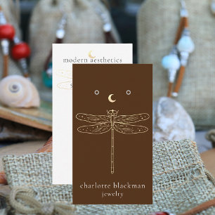 Dragonfly QR Code Earring Brown Display Card