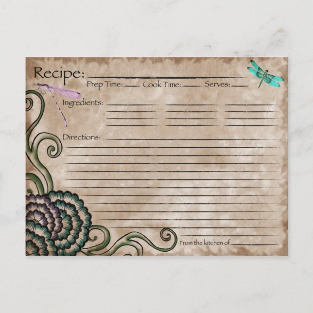 Dragonfly Recipe Card (Front)