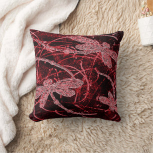Dragonfly Red Haze Cushion