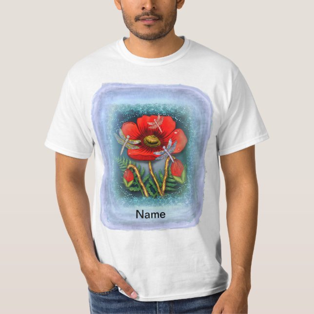 Dragonfly red Poppy  T-Shirt (Front)