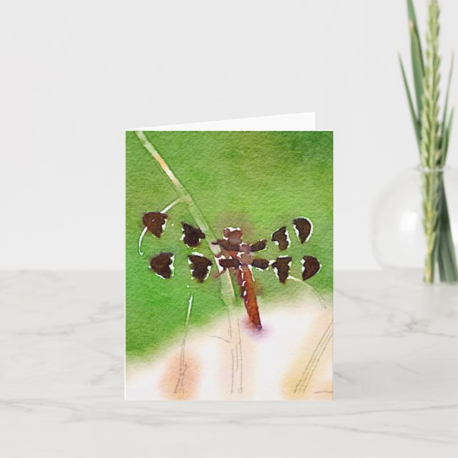 Dragonfly Resting on grass note card (Front)