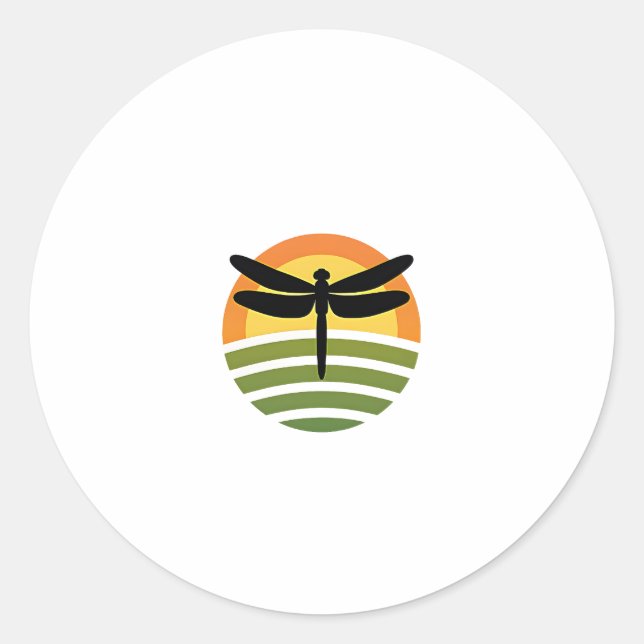 Dragonfly Retro (1) Classic Round Sticker (Front)